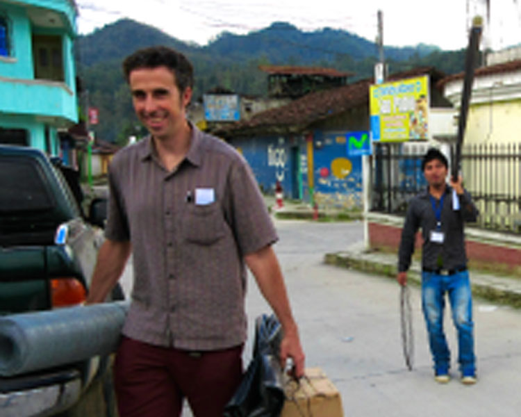 Victor unloading equipment in Guatemala.