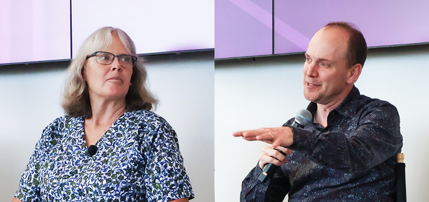 The synergy between MAD and D-Lab is so clear that John Ochsendorf (right), MAD’s founding director, has commented, “If D-Lab didn’t exist, we’d have to invent it.” Amy Smith (left), a senior lecturer in Mechanical Engineering, founded MIT D-Lab in 2002. Image: Adélaïde Zollinger