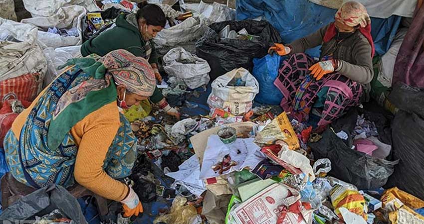 Safai Sathis from Uttarakhand sorting waste. https://www.ndtv.com/photos/news/meet-indias-safai-sathis-who-are-are-saving-himalayas-from-becoming-garbage-mountains-105345