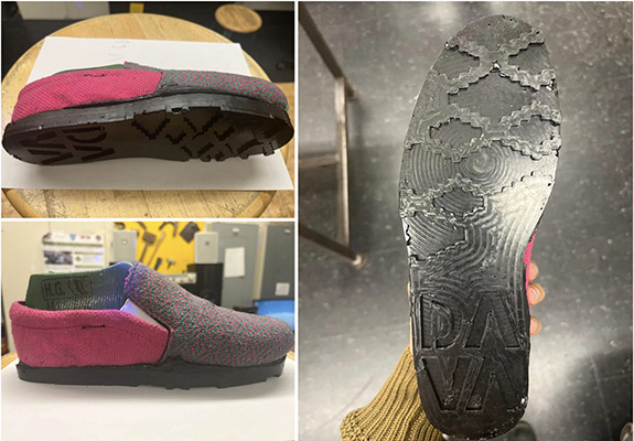 Three views of a shoe.