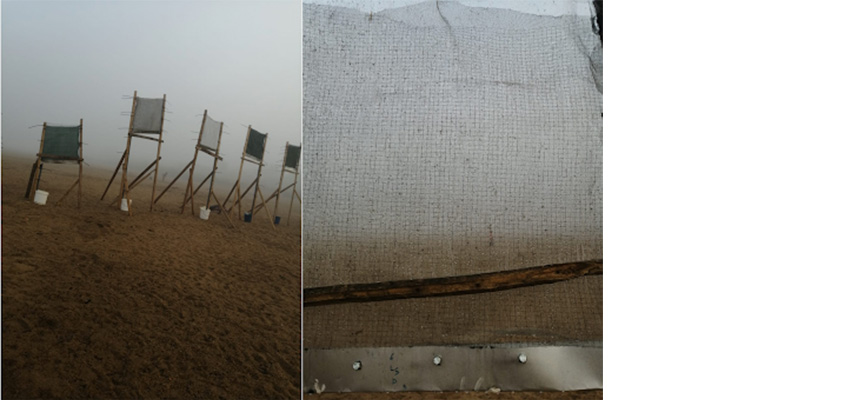 Two photos of water harvesting technology.
